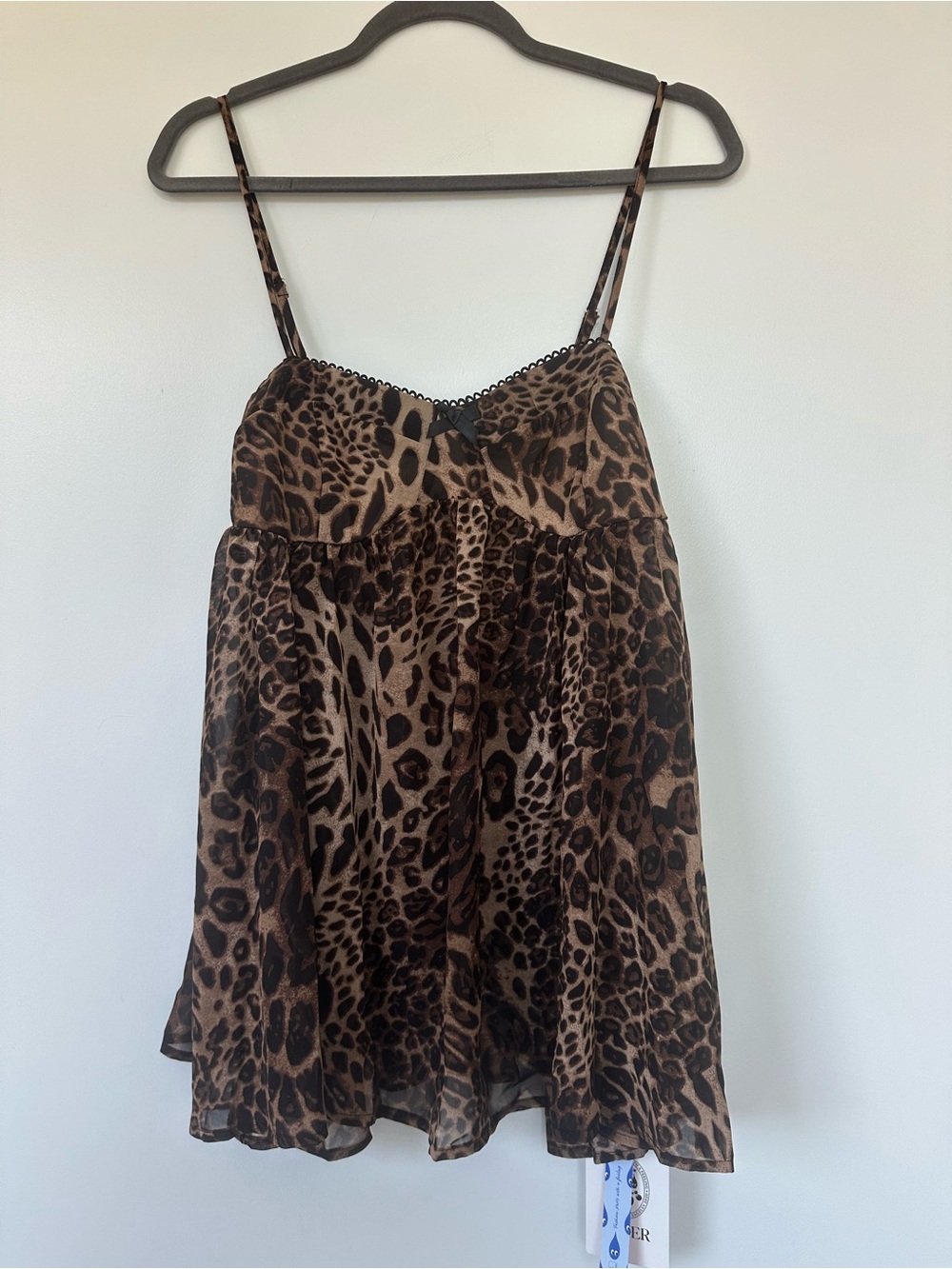 NEW Shop Cider Leopard Babydoll Spaghetti Strap Chiffon Top - Picture 2 of 3